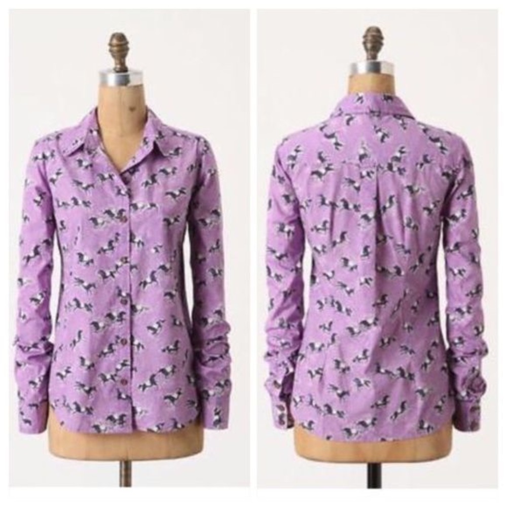 Anthropologie Odille Horse Print Button Up Shirt